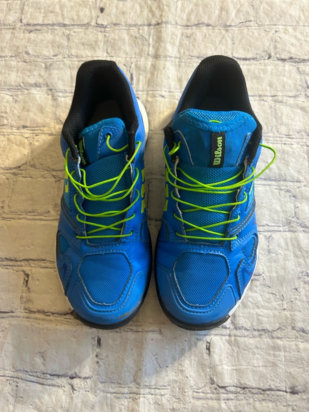 WILSON RUSH PRO JUNIOR TENNIS SHOES QUICKLACE TECHNOLOGY BLUE/BRIGTH GREEN USA4